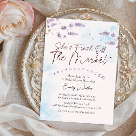 Fresh Off the Market Bridal Shower Lavender Blue Inbjudningar