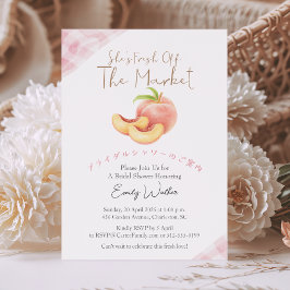 Fresh Off the Market Bridal Shower Peach Rustic Inbjudningar