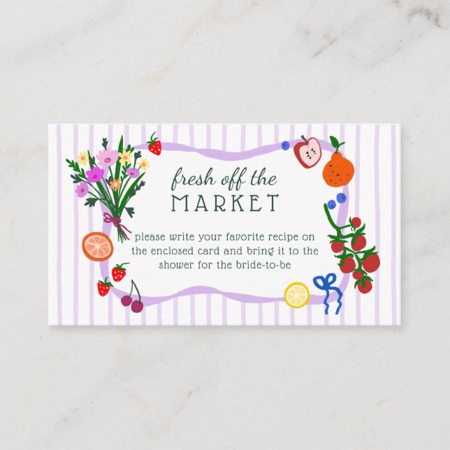 FRESH OFF THE MARKET Bridal Shower Recipe Request Tilläggskort (Framsida)