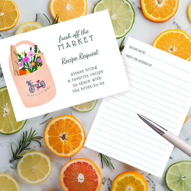 FRESH OFF THE MARKET Bridal Shower Recipe Request Tilläggskort (FRESH OFF THE MARKET Bridal Shower Recipe Request Enclosure Card
)