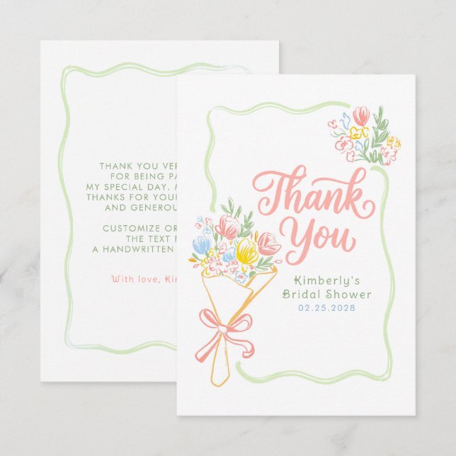 Fresh Off The Market Bridal Shower Thank You Card Tack Kort (Fram/baksida)