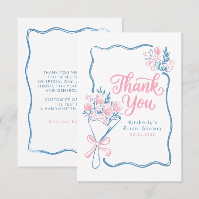 Fresh Off The Market Bridal Shower Thank You Card Tack Kort (Fram/baksida)