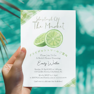 Fresh Off the Market Bröllopsdusch Lime Rustic Inbjudningar