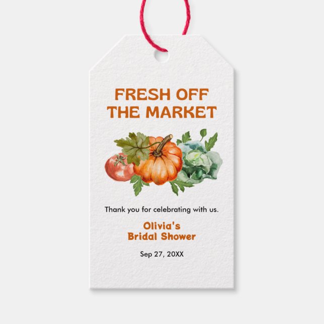 Fresh Off The Market Bröllopsdusch Tack  Presentetikett (Framsidan)
