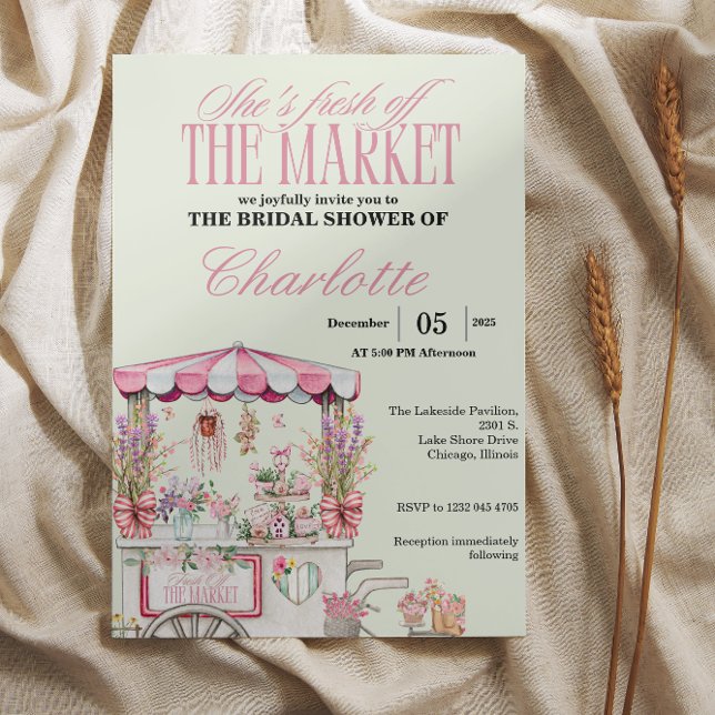 Fresh Off the Market Bröllopsfest Blommig Chic Inbjudningar (Fresh Off the Market Bridal Shower Floral Chic )