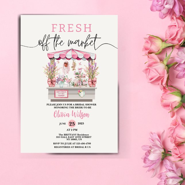 Fresh Off the Market Bröllopsfest Blommig Chic Inbjudningar (Fresh Off the Market Bridal Shower )