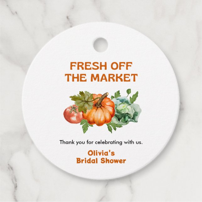 Fresh Off The Market Bröllopsfest Tack  Gåvor Etiketter (Framsida)
