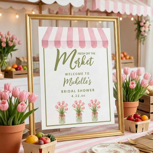 Fresh Off The Market Bröllopsfest Välkomstskylt Poster (Skapare uppladdad)