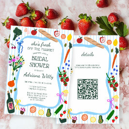 FRESH OFF THE MARKET Cute Custom QR Bridal Shower Inbjudningar