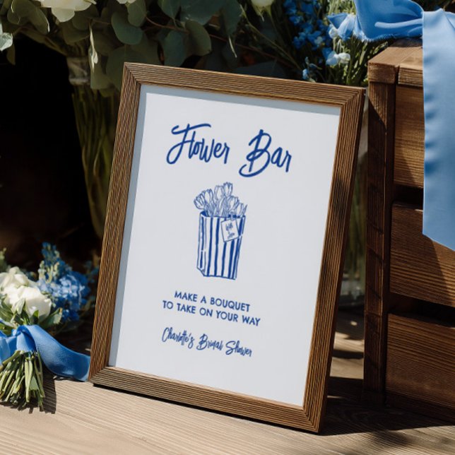 Fresh Off The Market Flower Bar Bröllopsduschskylt (Fresh Off The Market Flower Bar Bridal Shower Sign)