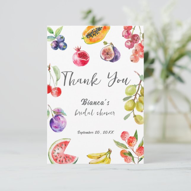 Fresh Off The Market Fruits Bröllopsduschels välko Tack Kort (Stående Fram)