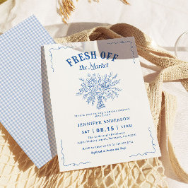 Fresh Off The Market Garden Blå Bröllopsdusch  Inbjudningar