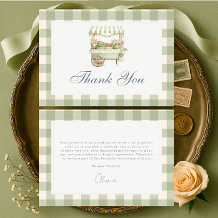 Fresh Off the Market Gingham Bröllopsdusch Tack Kort