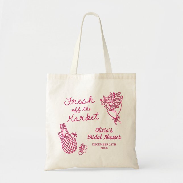 Fresh Off The Market Hand Drawn Bridal Shower Tygkasse (Framsidan)