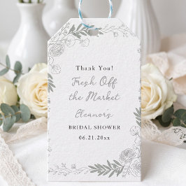 Fresh Off The Market Linje Art Ros Bröllop Presentetikett
