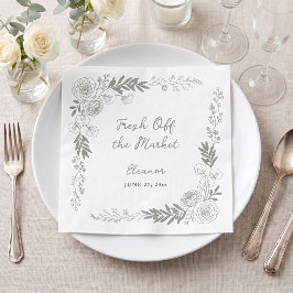Fresh Off The Market Linje Art Rose Bröllop Pappersservett