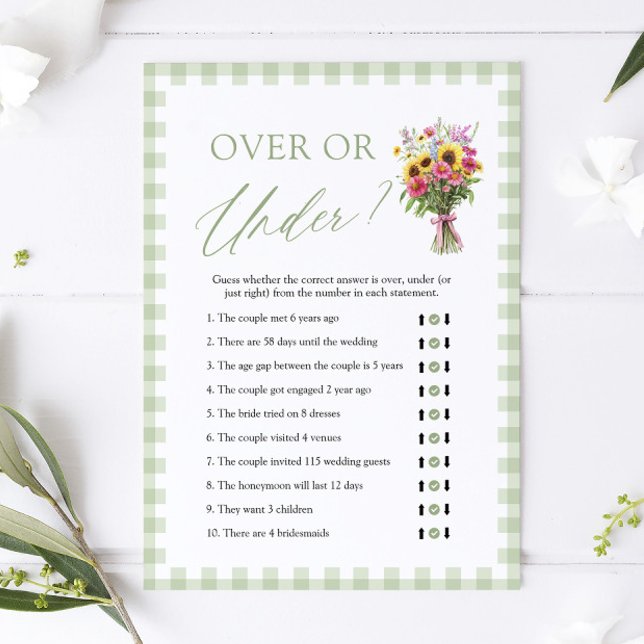 Fresh Off The Market Över eller Under Bröllopsfest Inbjudningar (Fresh Off The Market Over Or Under Bridal Shower Game)