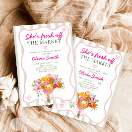 Fresh Off the Market Rosa Grön Bröllopsdusch Inbjudningar