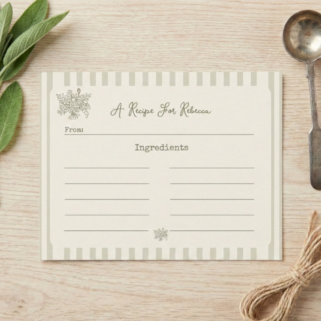 Fresh off the Market Sage Green Bridal Recipe Card Tack Kort (Skapare uppladdad)