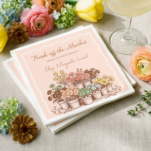 Fresh Off The Market Sketch Blommig Bröllopsdusch Pappersservett