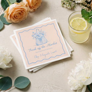 Fresh Off The Market Sketch Blommig Bröllopsdusch Pappersservett