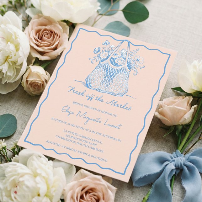 Fresh Off The Market Sketch Floral Bridal Shower Inbjudningar (Fresh Off The Market Sketch Floral Bridal Shower Invitation)