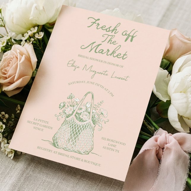Fresh Off The Market Sketch Floral Bridal Shower Inbjudningar (Fresh Off The Market Sketch Floral Bridal Shower Invitation)