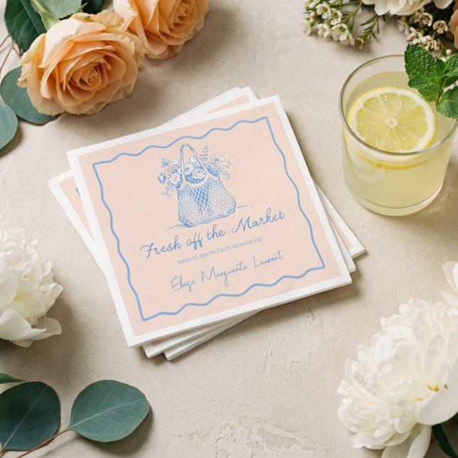 Fresh Off The Market Sketch Floral Bridal Shower Pappersservett (Fresh Off The Market Sketch Floral Bridal Shower Napkins)