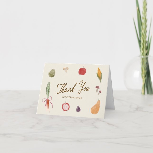 Fresh Off The Market Whimsical Bröllopsdusch Tack Kort (Framsida)