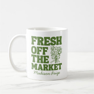 Fresh Off the Market Whimsical Grön Bröllopsdusch Kaffemugg