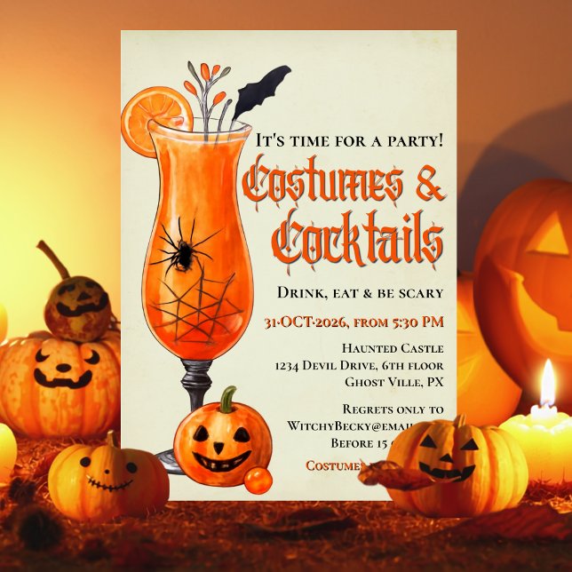 Fresh Orange Kostymer & Cocktail Halloweenfest Inbjudningar (Skapare uppladdad)