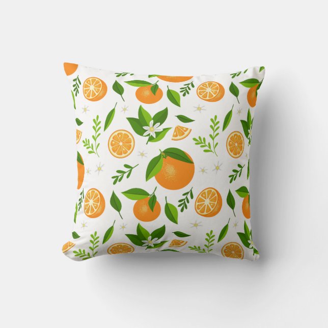 Fresh oranges with flowers and leaves kudde (Framsida)
