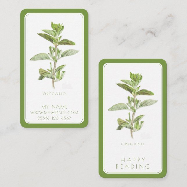FRESH OREGANO Business Bookmark - Grönt för 3,5 x  Anteckningskort (Fram/baksida)