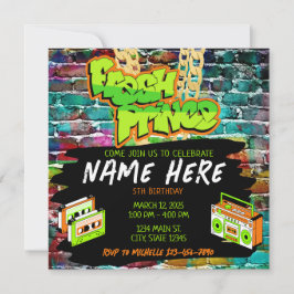 Fresh Prince 90-tals Boombox Grön Orange Födelseda Inbjudningar