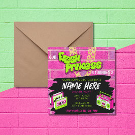 Fresh Princess 90s Boombox Shock rosa Birthday Inbjudningar
