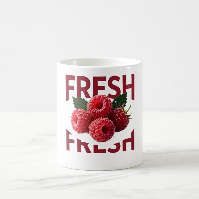 Fresh Raspberry Minimalist Fruit Kaffemugg (Center)