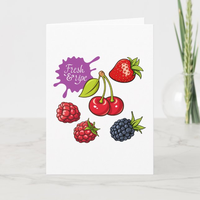 Fresh Red Berries and Cherries Kort (Framsida)