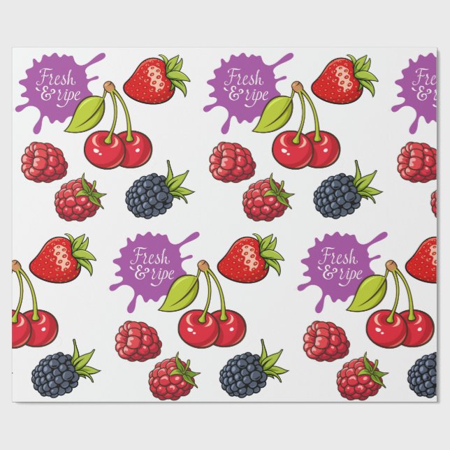 Fresh Red Berries and Cherries Presentpapper (Platt)
