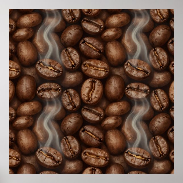 Fresh Roasted Coffee Beans Steam Aroma Poster (Framsidan)