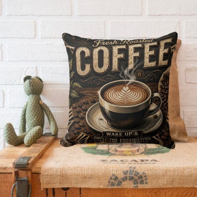 Fresh Roasted Coffee Rustic Farmhouse Kudde (Skapare uppladdad)