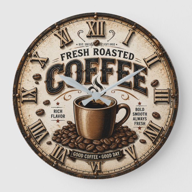 Fresh Roasted Coffee  Stor Klocka (Framsida)