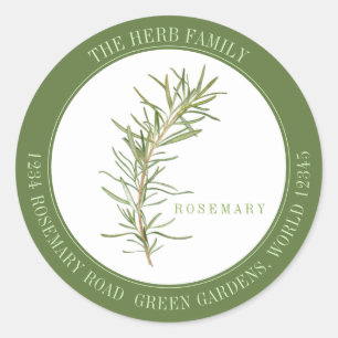 FRESH ROSEMARY Large Round Kuvert Seals - Grönt Runt Klistermärke