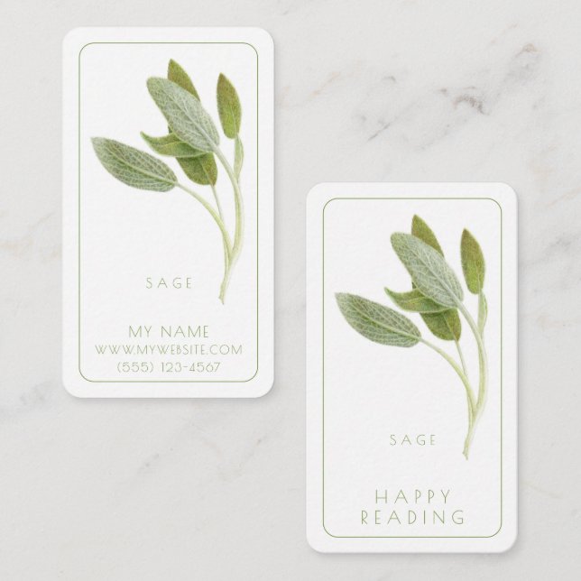 FRESH SAGE Business Bookmark - 3,5 x 2-kort Anteckningskort (Fram/baksida)