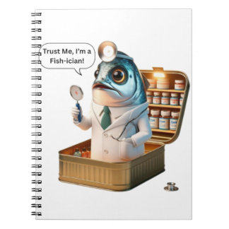  Fresh Sardine Doctor Fish-ician Cartoon Art Anteckningsbok