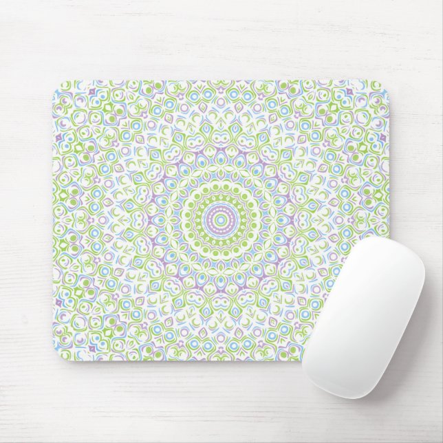 Fresh Spring Mandala in Green, Blue, and Lavender Musmatta (Med mus)