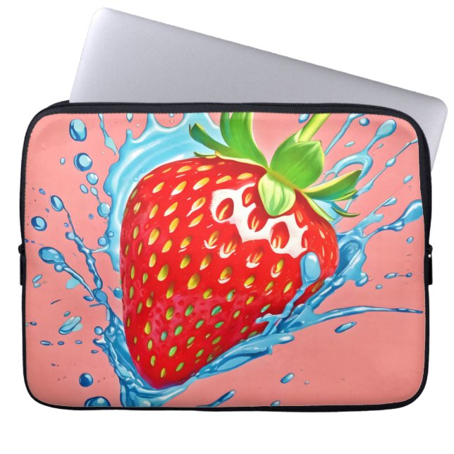 Fresh Strawberry Burst Laptop Fodral (Framsidan)