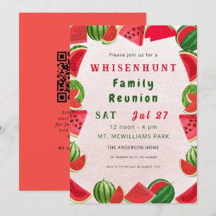 Fresh Summer Watermelons QR Code Family Reunion Inbjudningar