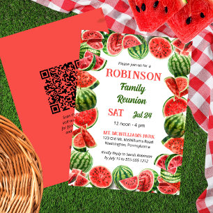 Fresh Summer Watermelons QR Code Family Reunion Inbjudningar