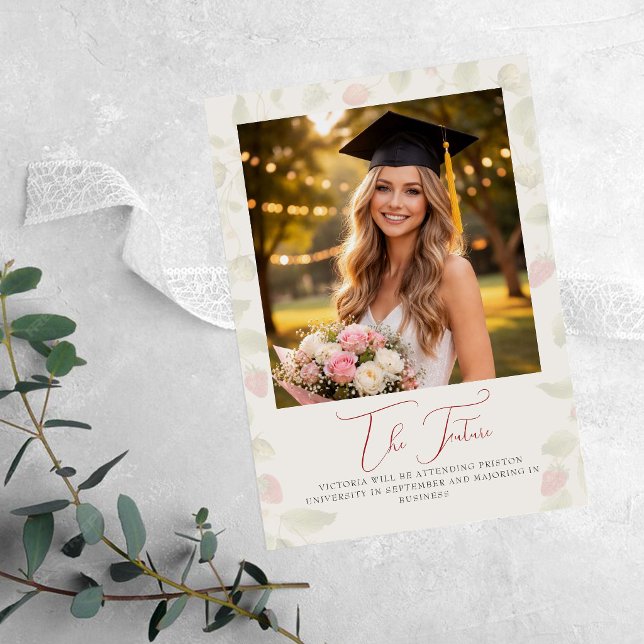 Fresh Sweet Strawberry Graduation Announcement Inbjudningar (Skapare uppladdad)