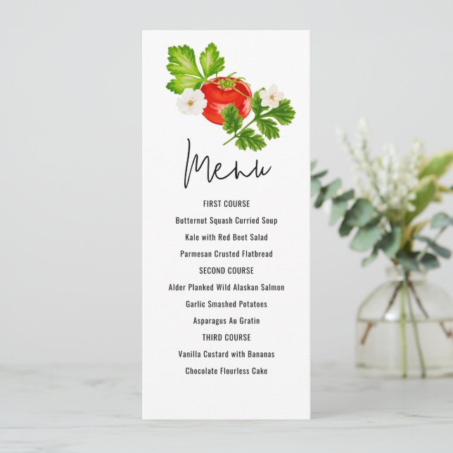 Fresh Tomato Modern Menu Inbjudningar (Stående Fram)